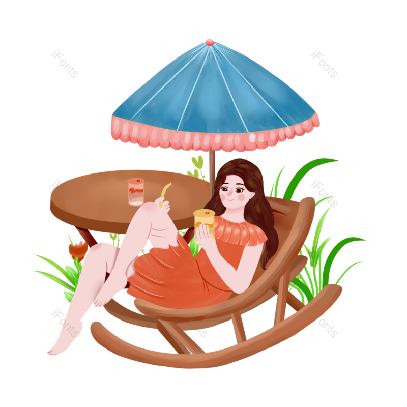 夏至图片,夏天元素,卡通人物PNG,度假免抠素材